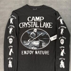 Friday the 13th Camp Crystal Lake Long Sleeve Shirt Small Black Jason Voorhees